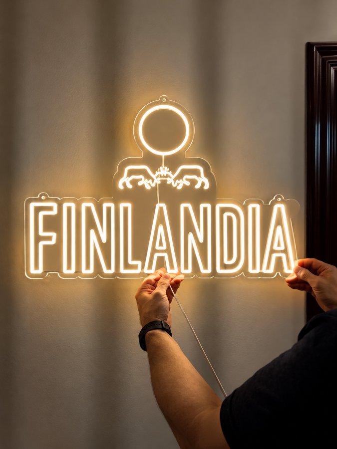 Finlandia – šviečianti iškaba